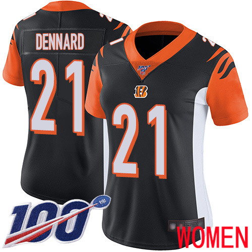 Cincinnati Bengals Limited Black Women Darqueze Dennard Home Jersey NFL Footballl #21 100th Season Vapor Untouchable->women nfl jersey->Women Jersey